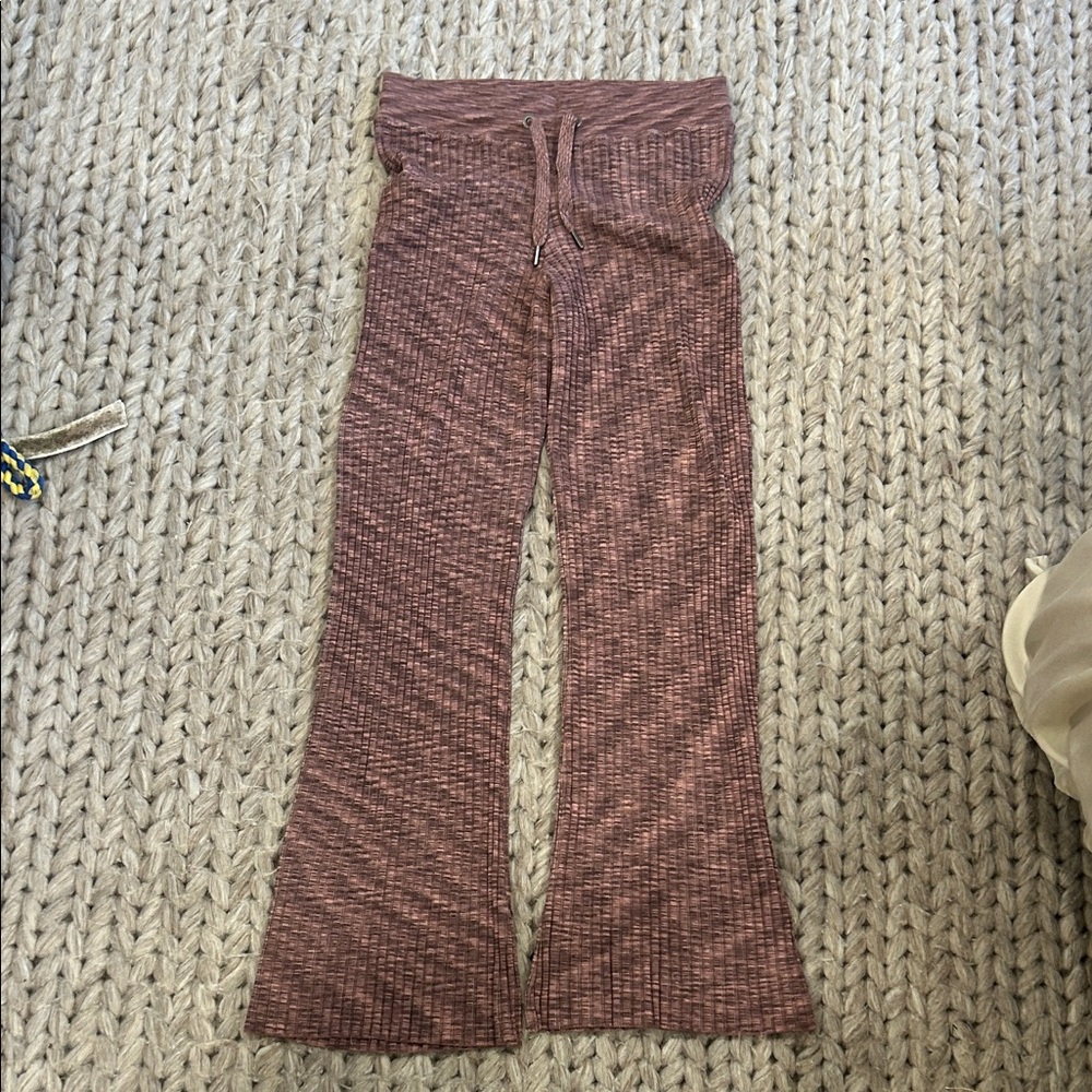 Athleta Ribbed Knit Pants - mauve